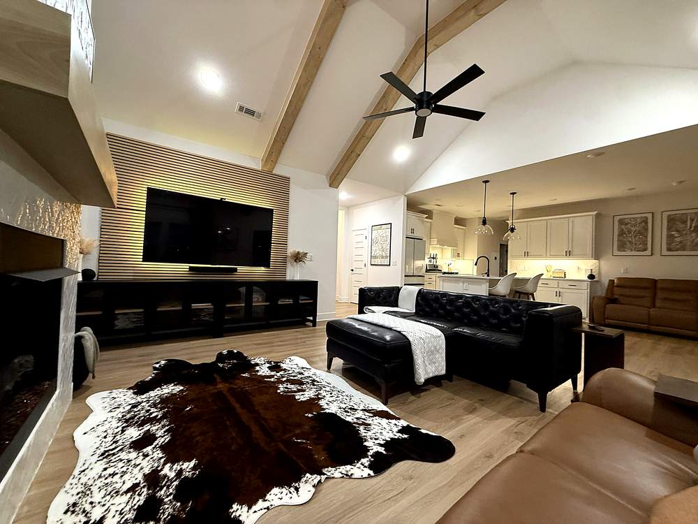 Living area with large television